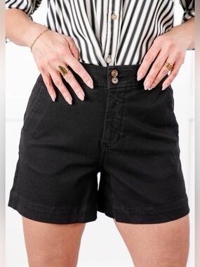 Mica black double button shorts